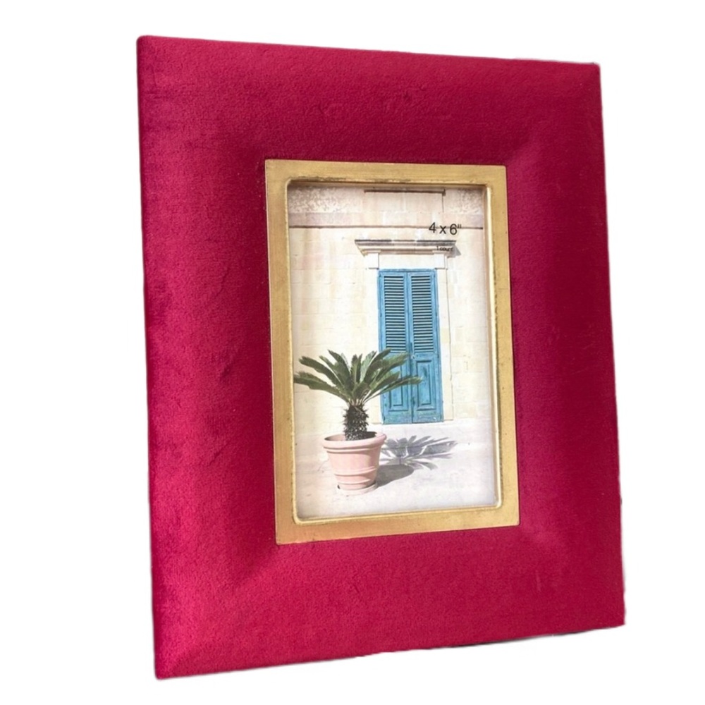 LAST CHANCE SALE!Opalhouse Velour Red and Gold Picture Frame Holds 4”x6” Photo